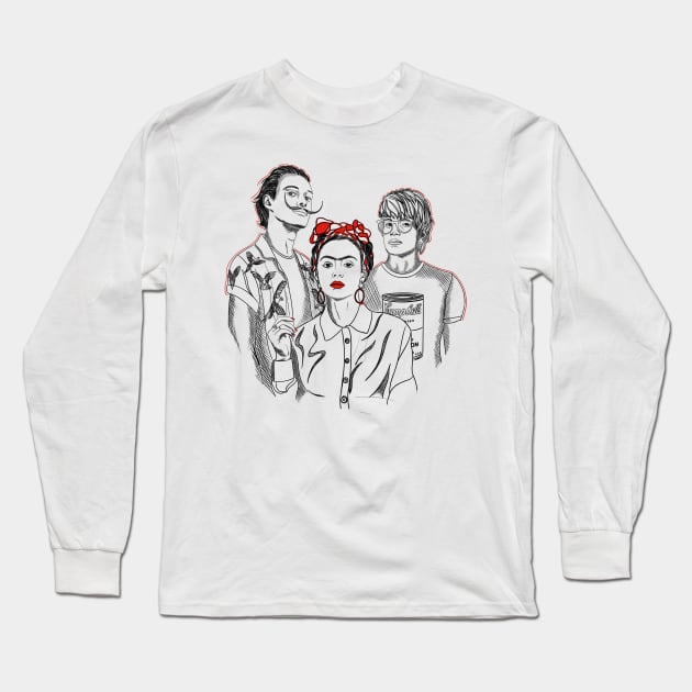 Frida Dalí Warhol Long Sleeve T-Shirt by ladinoariel